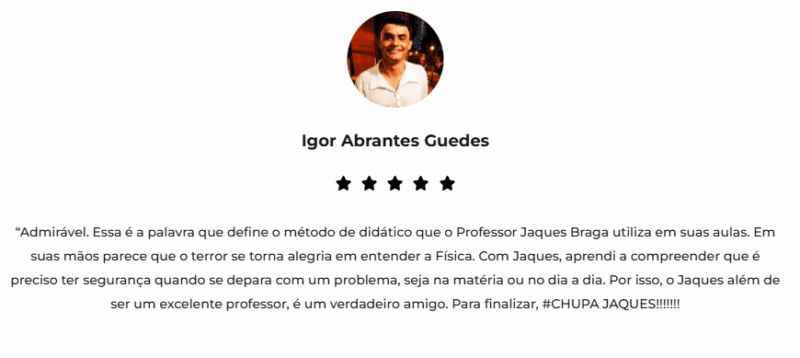 Curso Fisica Online do Jaques Braga depoimentos e resultados reais