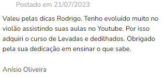 Curso Levadas e Dedilhados depoimentos e resultados reais