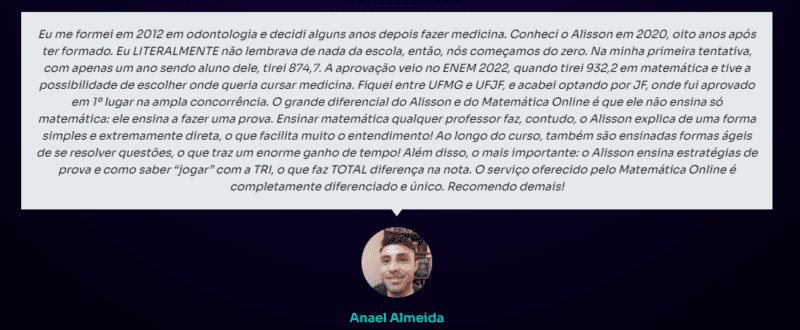 Curso Matemática Online do Alisson Marques depoimentos e resultados reais