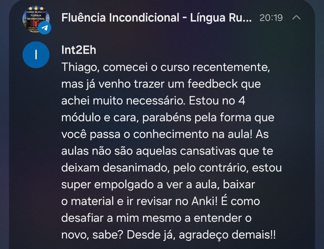 Curso de Russo Fluência Incondicional depoimentos e resultados reais