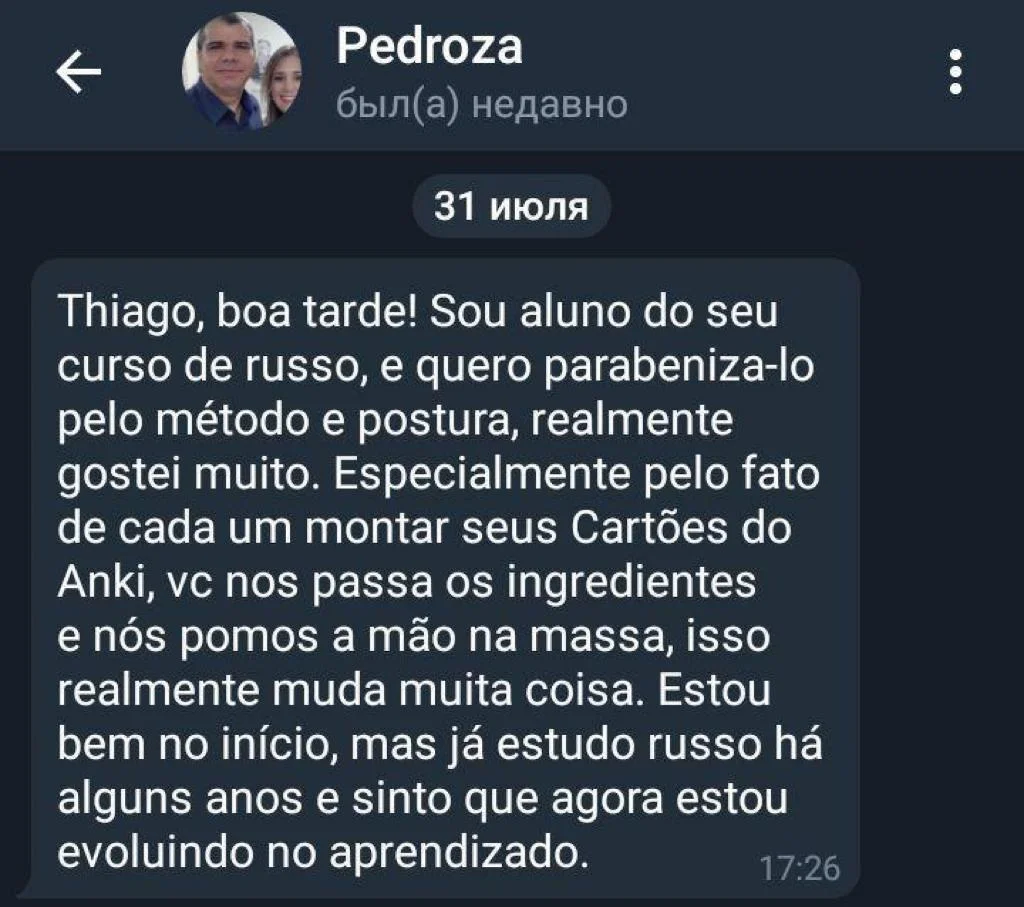 Curso de Russo Fluência Incondicional depoimentos e resultados reais