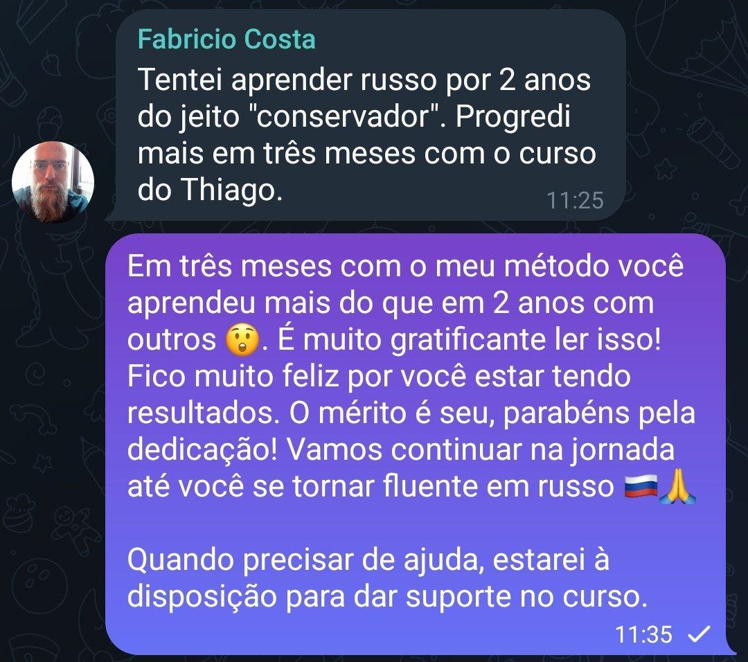 Curso de Russo Fluência Incondicional depoimentos e resultados reais