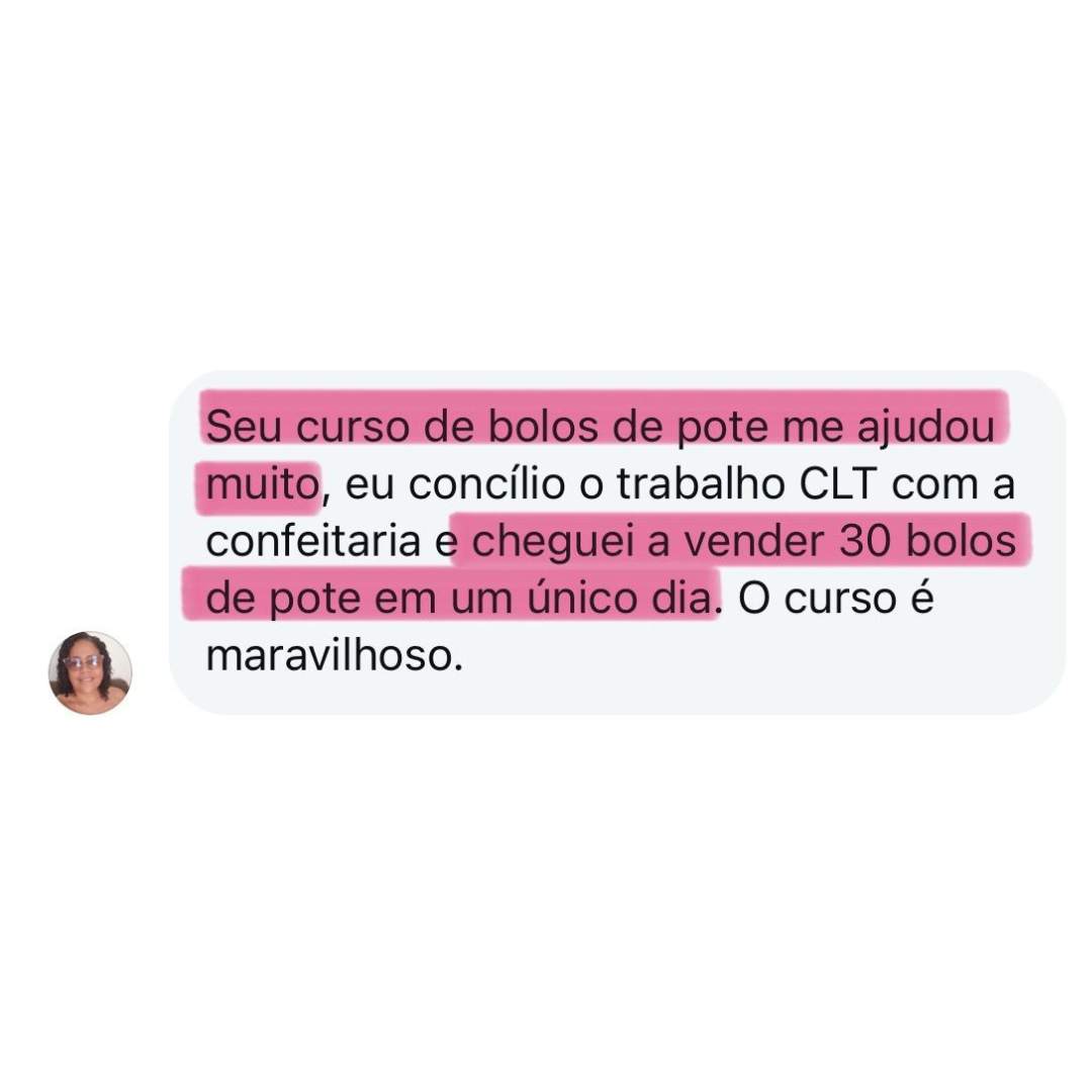 Curso O Novo Bolo no Pote depoimentos e resultados reais
