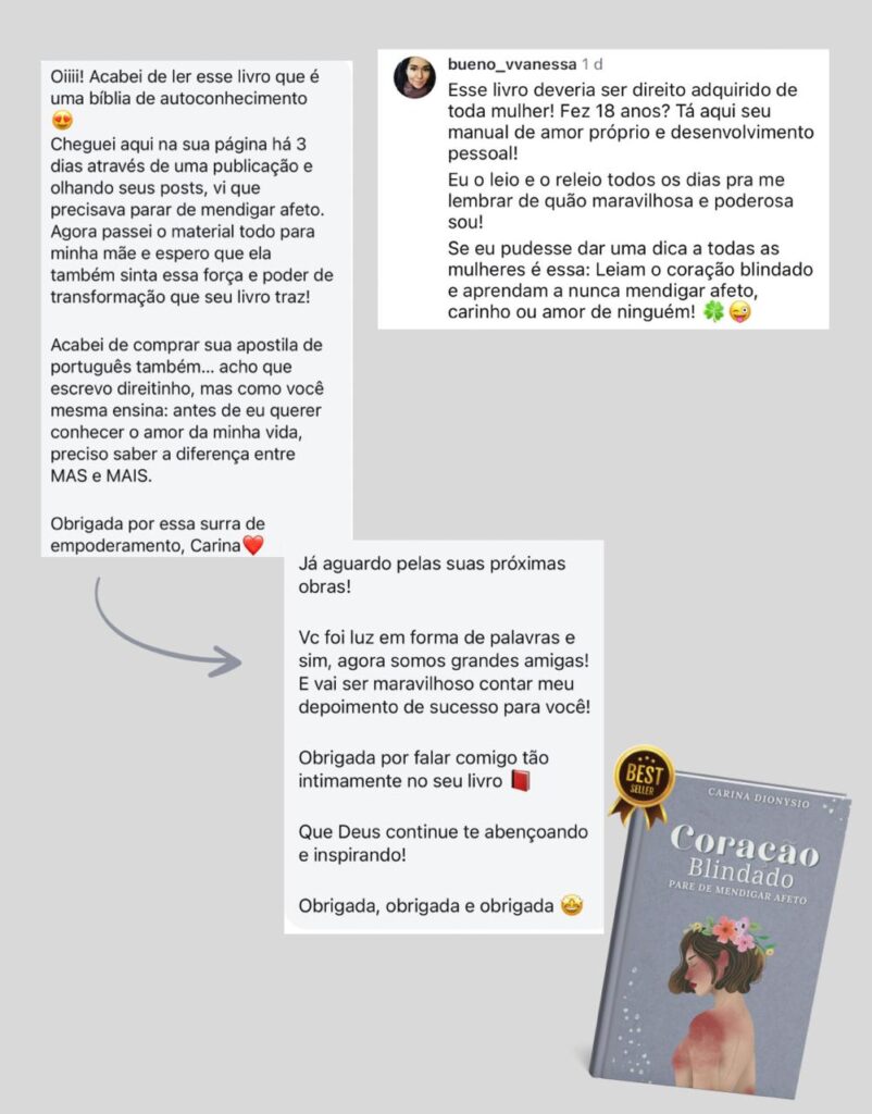 Livro Coração Blindado: Pare de mendigar afeto depoimentos e resultados reais