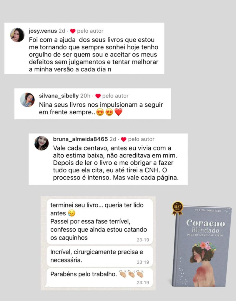 Livro Coração Blindado: Pare de mendigar afeto depoimentos e resultados reais