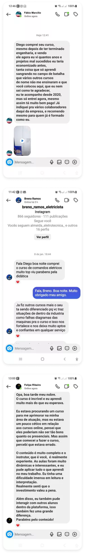 Curso Comandos Elétricos 4.0 depoimentos e resultados reais