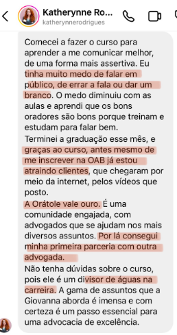 Orátole - Formação em Oratória Jurídica depoimentos e resultados reais