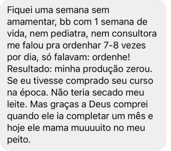 Curso Como Aumentar a Produção de Leite Materno depoimentos e resultados reais
