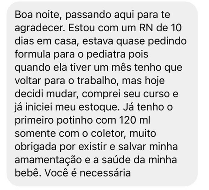 Curso Como Aumentar a Produção de Leite Materno depoimentos e resultados reais