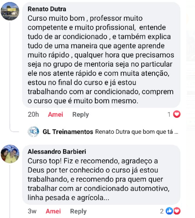 Curso de Ar Condicionado Automotivo e Agrícola depoimentos e resultados reais