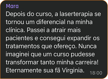 Curso de Laserterapia e Amamentação da Virginia Ferreira depoimentos e resultados reais
