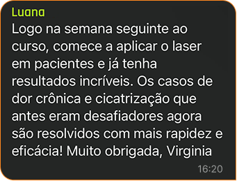 Curso de Laserterapia e Amamentação da Virginia Ferreira depoimentos e resultados reais