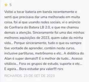 Curso Lapidando Bateristas 2.0 depoimentos e resultados reais