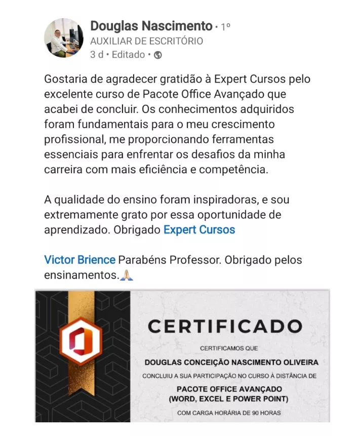 Formação Pacote Office e Power BI depoimentos e resultados reais