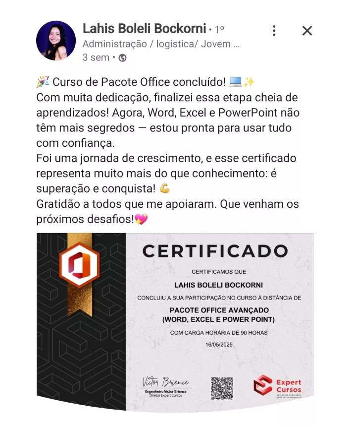 Formação Pacote Office e Power BI depoimentos e resultados reais