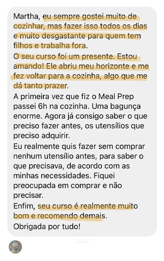 Meal Prep com Martha Guterres depoimentos e resultados reais